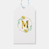 Letter M Zonnebloempatroon Cadeaulabel (Voorkant)