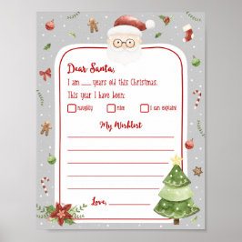 Letter met kerstkeukenlijst poster