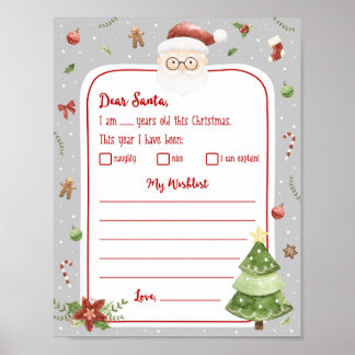 Letter met kerstkeukenlijst poster