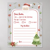 Letter met kerstkeukenlijst poster (Voorkant)