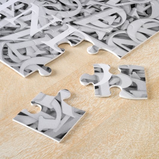 Letter Mix Chic Minimalist Monotone Puzzle Legpuzzel (Zijkant)