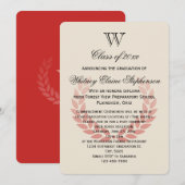 Letter Monogram Classic Red College Graduing Kaart (Voorkant / Achterkant)