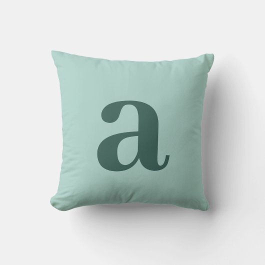 Letter Monogram Tealblauw Minimalistisch Kussen (Voorkant)