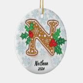 Letter N Aangepaste naam monogram Keramisch Ornament (Rechts)