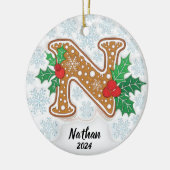 Letter N Aangepaste naam monogram Keramisch Ornament (Links)