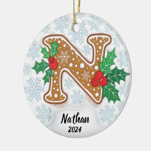 Letter N Aangepaste naam monogram Keramisch Ornament (Links)