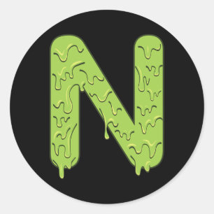 Letter N Alfabet Initialen Halloween Kostuum Kinde Ronde Sticker