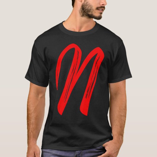 Letter N Alphabet Large Red Graphic Initial T-shirt (Voorkant)