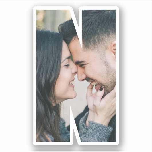 Letter N Alphabet & Photo Custom-Cut Vinyl Sticker (Voorkant)