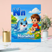 Letter N Alphabet Poster – N is for Narwhal (Huwelijk)