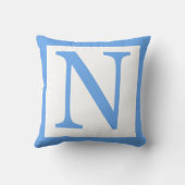 Letter N Baby Blue Border Kussen (Achterkant)