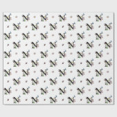 Letter N Bloemige Waterverf Vlinder Monogram Cadeaupapier (Vlak)