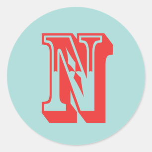 Letter N carnaval stijl monogram initiaal gunst Ronde Sticker