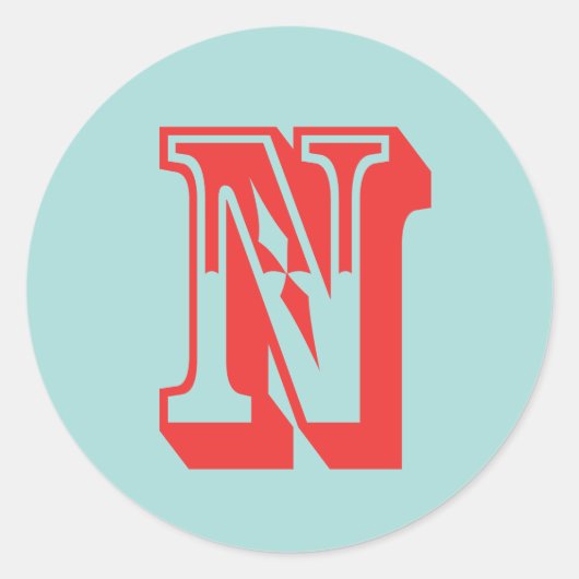 Letter N carnaval stijl monogram initiaal gunst Ronde Sticker (Voorkant)