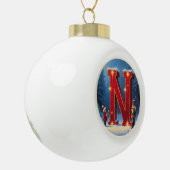 Letter N Christmas Nutcracker Personalized Initial Keramische Bal Ornament (Links)