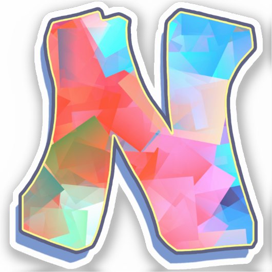 Letter N -  Color Mix Sticker (Voorkant)