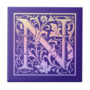 Letter N Colorful  First Letter Gradient Tegeltje
