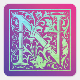 Letter N Colorful First Letter Gradient Vierkante Sticker