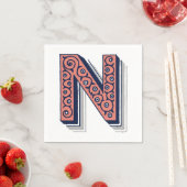 Letter "N" Elegant geborduurd Servet (Insitu)