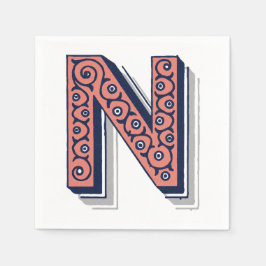 Letter "N" Elegant geborduurd Servet