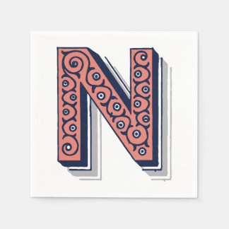 Letter "N" Elegant geborduurd Servet