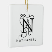 Letter N Elegant Monogram Kerst Ornament (Rechts)