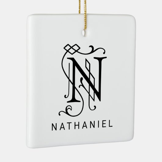 Letter N Elegant Monogram Kerst Ornament (Rechts)