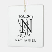 Letter N Elegant Monogram Kerst Ornament (Links)
