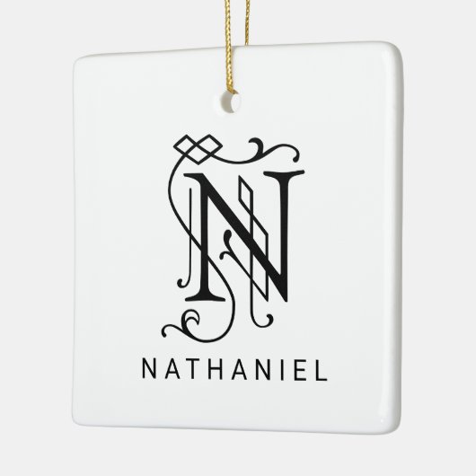 Letter N Elegant Monogram Kerst Ornament (Links)