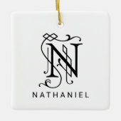 Letter N Elegant Monogram Kerst Ornament (Voorkant)