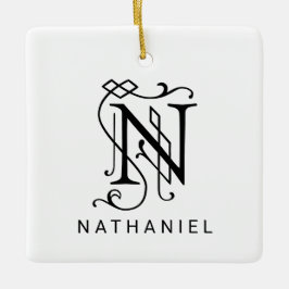Letter N Elegant Monogram Kerst Ornament