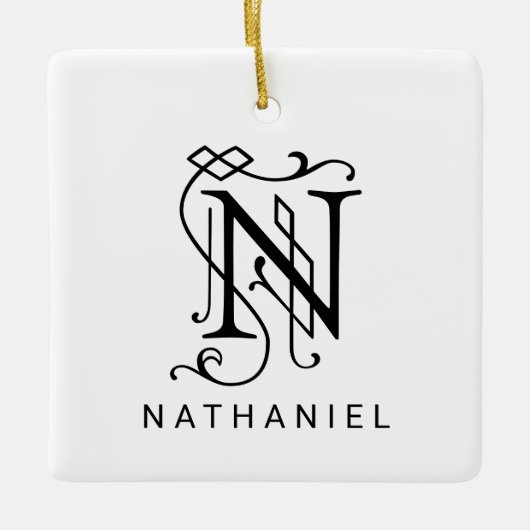 Letter N Elegant Monogram Kerst Ornament (Voorkant)