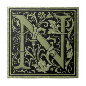 Letter N First Letter Monogram Tegeltje (Voorkant)