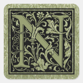 Letter N First Letter Monogram Vierkante Sticker