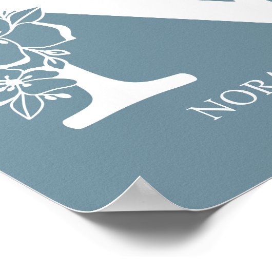 Letter N Floral Monogram Name Nursery Modern Poster (Hoek)