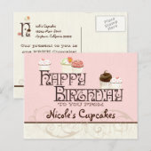 Letter N Gelukkige Verjaardag Cupcake Zakelijke an Briefkaart (Voorkant / Achterkant)