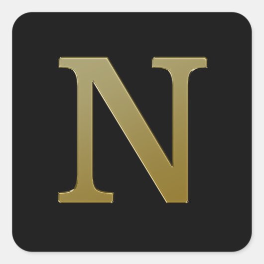 Letter N Gold Square Sticker (Voorkant)