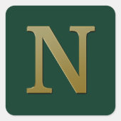 Letter N Gold Square Sticker (Voorkant)