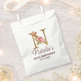 Letter N Gouden Monogram Blush Roze Rozen Bedankzakje