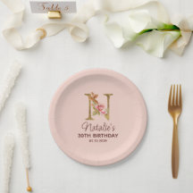 Letter N Gouden Monogram Roze Rozen