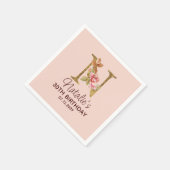 Letter N Gouden Monogram Roze Rozen Servet (Hoek)