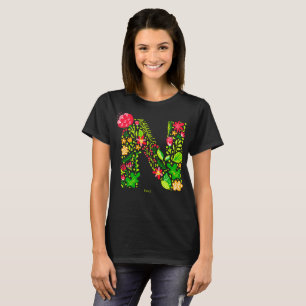 Letter N in Flowers T-Shirt