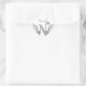 Letter N Initiaal Monogram met Angel Wings & Halo Hart Sticker (Tas)