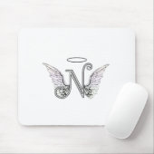 Letter N Initiaal Monogram met Angel Wings & Halo Muismat (Met muis)