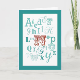 Letter N Initiaal Naam Alphabet Birthday Blauwgroe Kaart