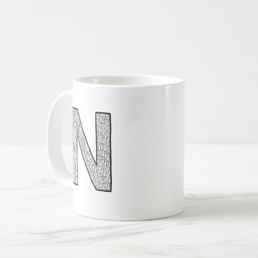 Letter N Initial Coffee Mug – Minimal Modern Style Koffiemok (Voorkant links)
