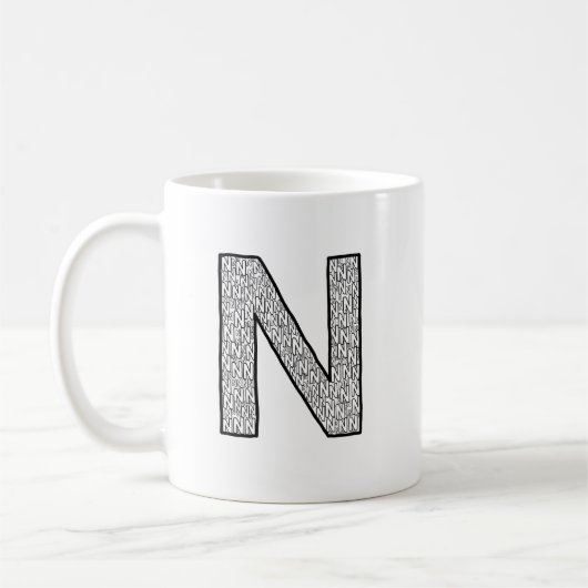 Letter N Initial Coffee Mug – Minimal Modern Style Koffiemok (Links)