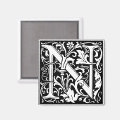 Letter N Medieval Monogram  Initiaal Magneet (Voorkant / Achterkant)