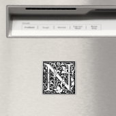 Letter N Medieval Monogram  Initiaal Magneet (Insitu (Vaatwasser))