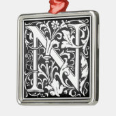 Letter N Medieval Monogram Initiaal Metalen Ornament (Links)